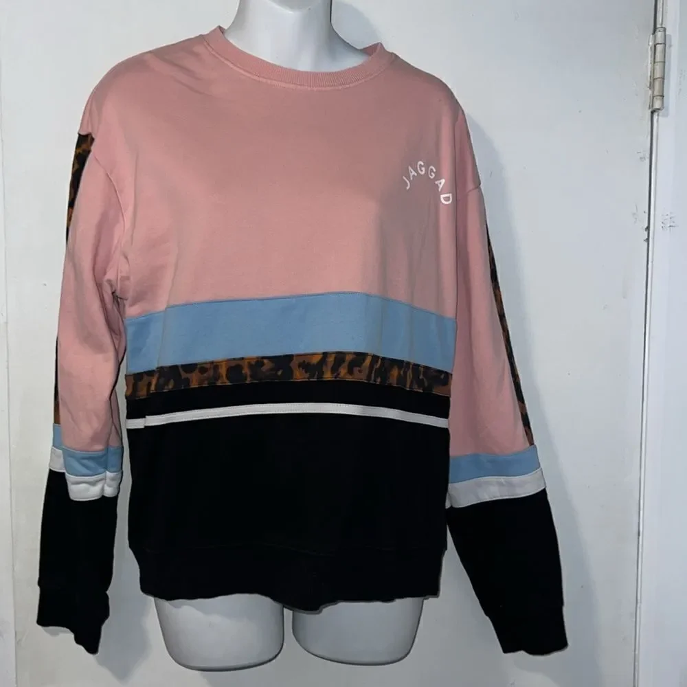 JAGGAD Montalvo Pink, Black and Blue Paneled Sweater-M